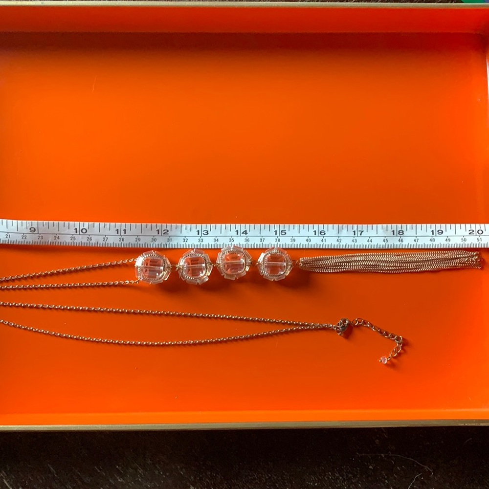 Vintage costume jewelry faux crystal long necklace